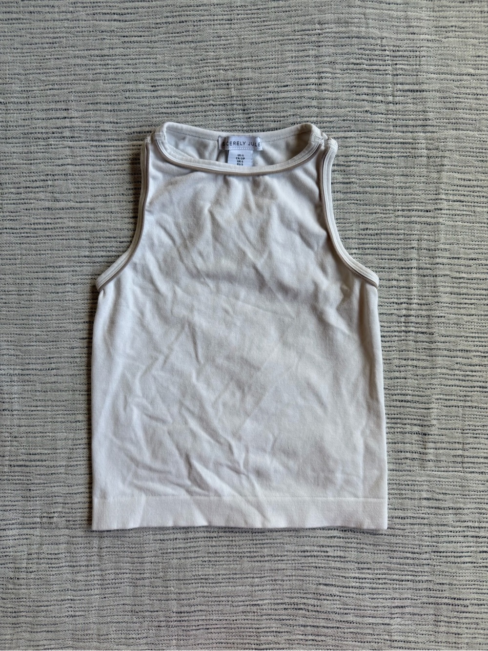 Sincerly Jules Cream High-Neck Ribbed Tank